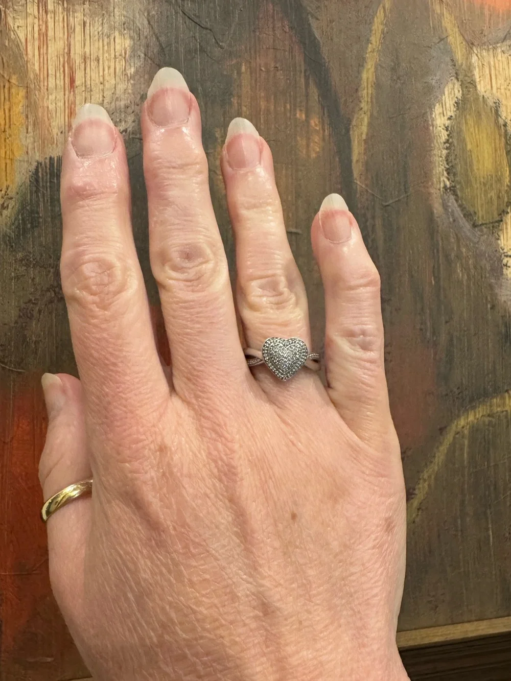 Sterling Silver Sweetheart Ring with Genuine Diamonds Size 7